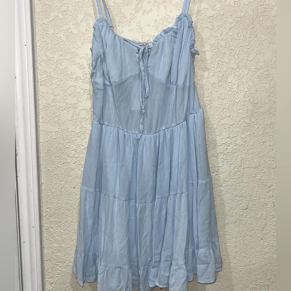 Baby Doll Light Blue Summer Strap Women Dress